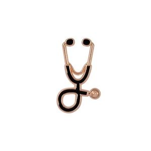 Stethoscope Metal Lapel Pin Medical Field Nurse Doctor Gold Black Color NEW